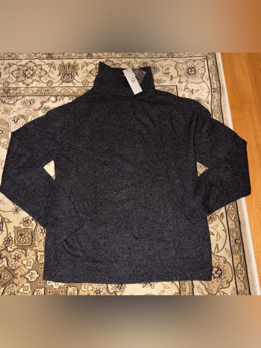NWT QI NEW YORK Cashmere Men’s Turtleneck Sweater Gray Size Large Long Sleeve